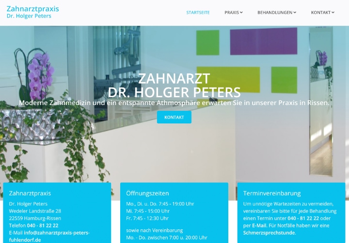Neue Homepage Zahnarztpraxis Dr. Holger Peters von ArztpraxisHeute - Digitales Praxismarketing