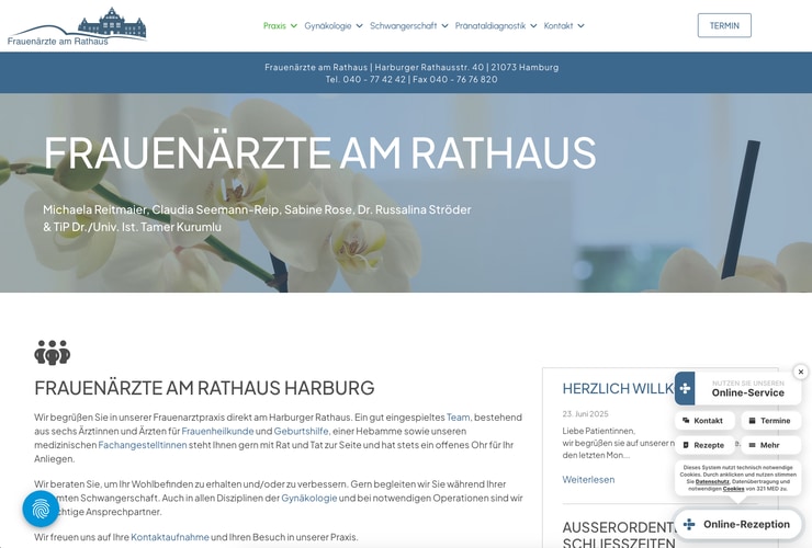 Neue Homepage Frauenärzte am Rathaus Harburg von ArztpraxisHeute - Digitales Praxismarketing